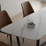 Rectangle Trestle Base Industrial Table White Fixed Table with Sintered Stone Clearhalo 'Dining Tables & Seating' 'Dining Tables' 'dining_table' 'furn' 'furn_dining_table' 'Furniture' 'furniture_dining_table' 'Kitchen & Dining Furniture' 1200x1200_3435cd1b-a3ee-4012-b910-ef9312a6e99c