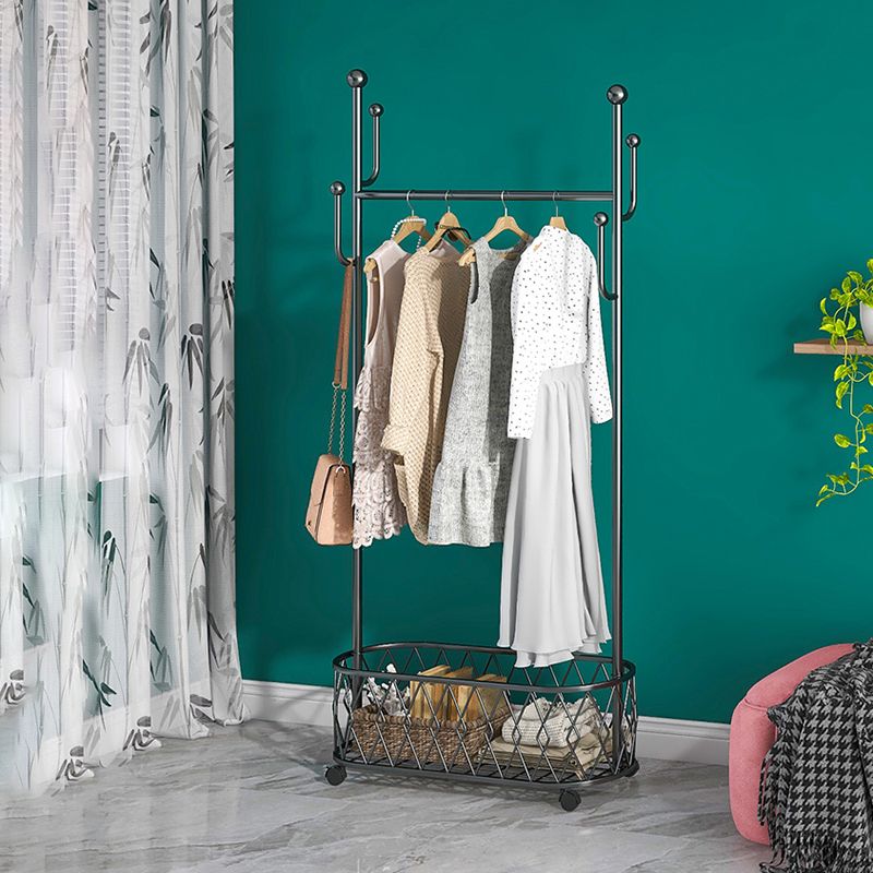 Gorgeous Metal Coat Hanger Plain Basket Storage Coat Rack with Coat Hooks Clearhalo 'Entry & Mudroom Furniture' 'furn' 'furn_hall_tree_coat_racks' 'Furniture' 'Hall Trees & Coat Racks' 'hall_tree_coat_racks' 1200x1200_3438f607-e10f-4199-8ebd-3cbff5b9d0c3