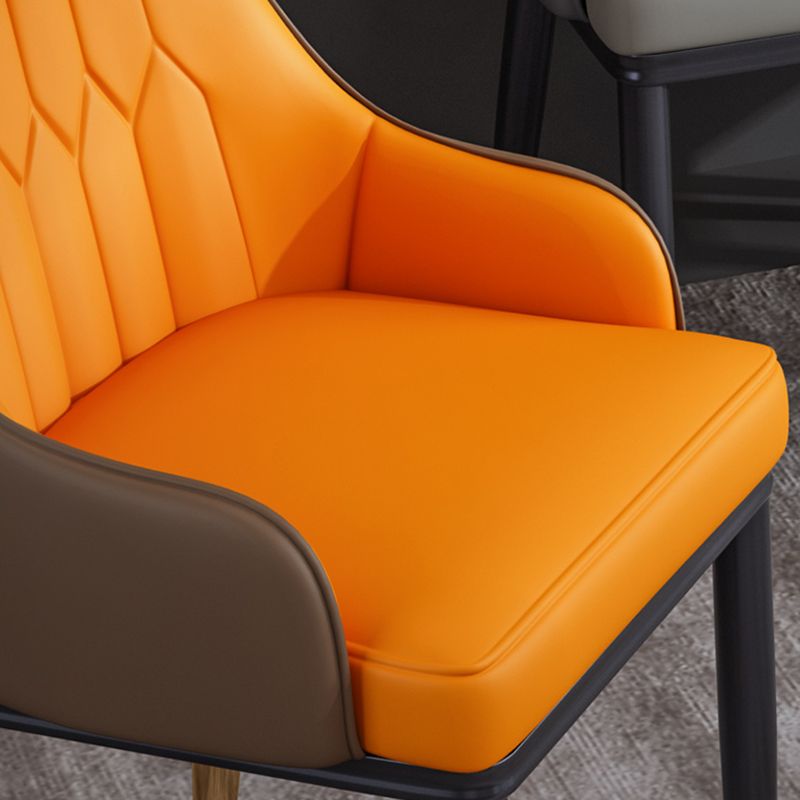 Metal Scandinavian Style Dining Side Chair Dining Room Padded Solid Back Chair with Arm Clearhalo ' kitchen&dining_furn' 'Dining Chairs' 'Dining Tables & Seating' 'dining_chair' 'furn' 'furn_dining_chair' 'Furniture' 'furniture_dining_chair' 'Kitchen & Dining Furniture' 'kitchen' 1200x1200_3439177c-9d43-4798-86ac-c4546bd06eb7