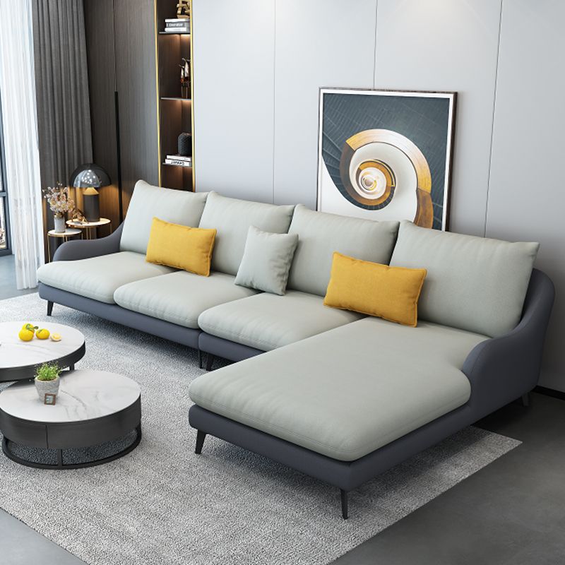 4-Seater L-Shape Sectional with Pillows Back and Slopped Arms Clearhalo 'furn' 'furn_sectionals' 'Furniture' 'Living Room Furniture' 'Sectionals' 1200x1200_34393067-0dfa-4192-8b46-aa1fa2abdf32