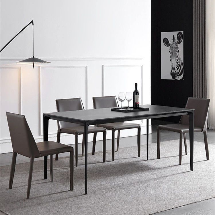 Modern Aluminium Dining Table Set 1/4/5 Pieces Rectangle Dinette Set with Sintered Stone Clearhalo 'Dining Room Sets' 'Dining Tables & Seating' 'dining_room_set' 'furn' 'furn_dining_room_set' 'Furniture' 'Kitchen & Dining Furniture' 1200x1200_343a514d-965f-4b14-ba00-6a8c95163c16