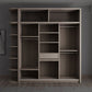 Grey Contemporary Storage Cabinet Faux Wood Cabinet with Sliding Doors