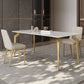 Glam Dining Table Set 1/5/7 Pcs Sintered Stone and Metal Dining Table with Armless Chairs Clearhalo 'Dining Room Sets' 'Dining Tables & Seating' 'dining_room_set' 'furn' 'furn_dining_room_set' 'Furniture' 'Kitchen & Dining Furniture' 1200x1200_343b662b-bd38-4e9d-bc7b-328c08facb71
