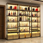 Metal Floor Wine Bottle & Glass Rack Glam Wine Rack with Shelf