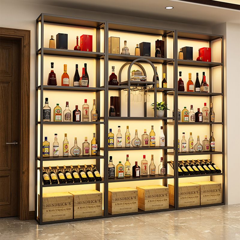 Portabottiglie per vino per pavimenti in metallo e porta d'ingua glam di portabaglatura con scaffale