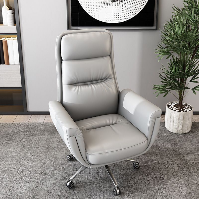 Sedia da ufficio imbottita in pelle sedia a braccio fisso con base metallica