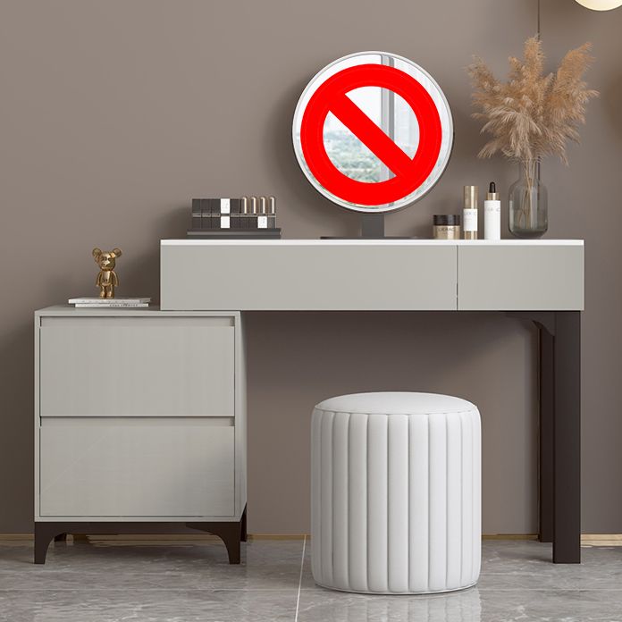 Zeitgenössischer grauer Make -up -Tisch mit Schubladen 14,96 W x 29,52 "H für Schlafzimmer
