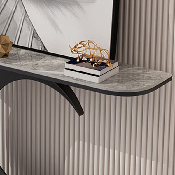 12 inch Wide Glam Console Table Stone Half Moon Console Accent Table