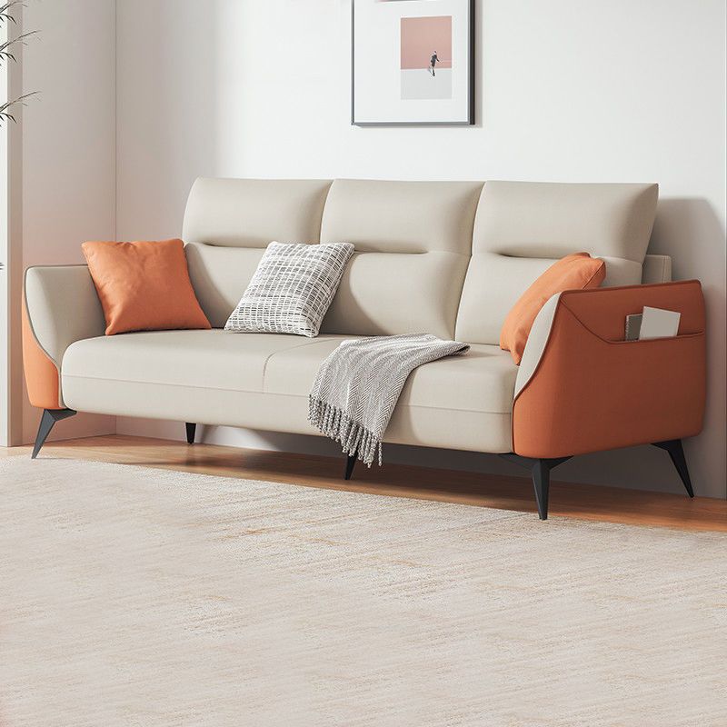 Contemporary Glam Faux Leather Sofa with Storage, Square Arm for Living Room Clearhalo 'furn' 'furn_sofas' 'Furniture' 'Living Room Furniture' 'Sofa' 'sofas' 1200x1200_3441fe2d-d99e-4384-83e5-0763de93b44e