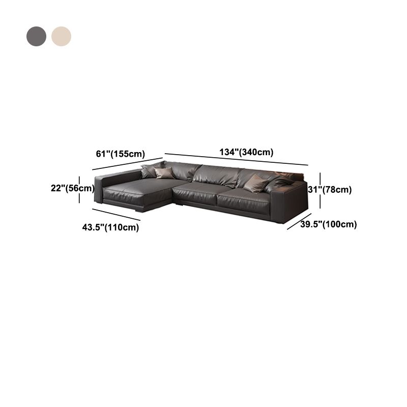 Square Arm Sectional Sofa Contemporary 3-seater Leather Sectional Clearhalo 'furn' 'furn_sectionals' 'Furniture' 'Living Room Furniture' 'Sectionals' 1200x1200_34431edc-583d-49ce-8fed-04640784d4c0