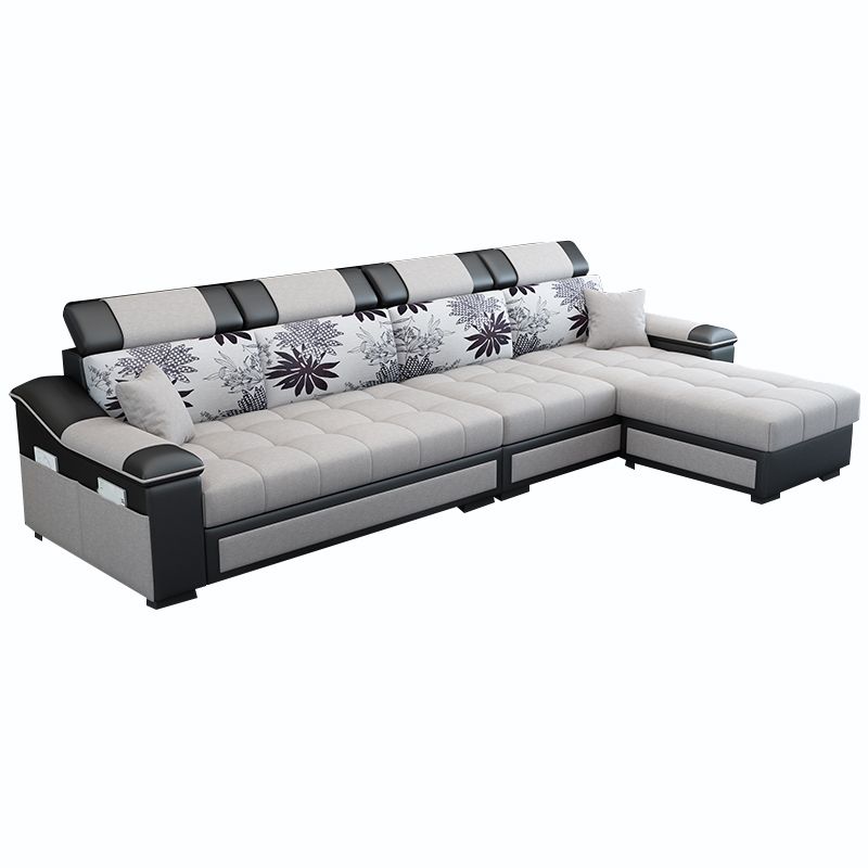 106.3"D x 57"W x 35.43"H Sloped Arm Sectionals, Modern High Back Sofa with Slipcovered Clearhalo 'furn' 'furn_sectionals' 'Furniture' 'furniture_sectionals' 'kitchen' 'kitchen_sectionals' 'Living Room Furniture' 'Sectionals' 1200x1200_3443d556-c04e-4ab1-97d6-8aa0e7a5904c