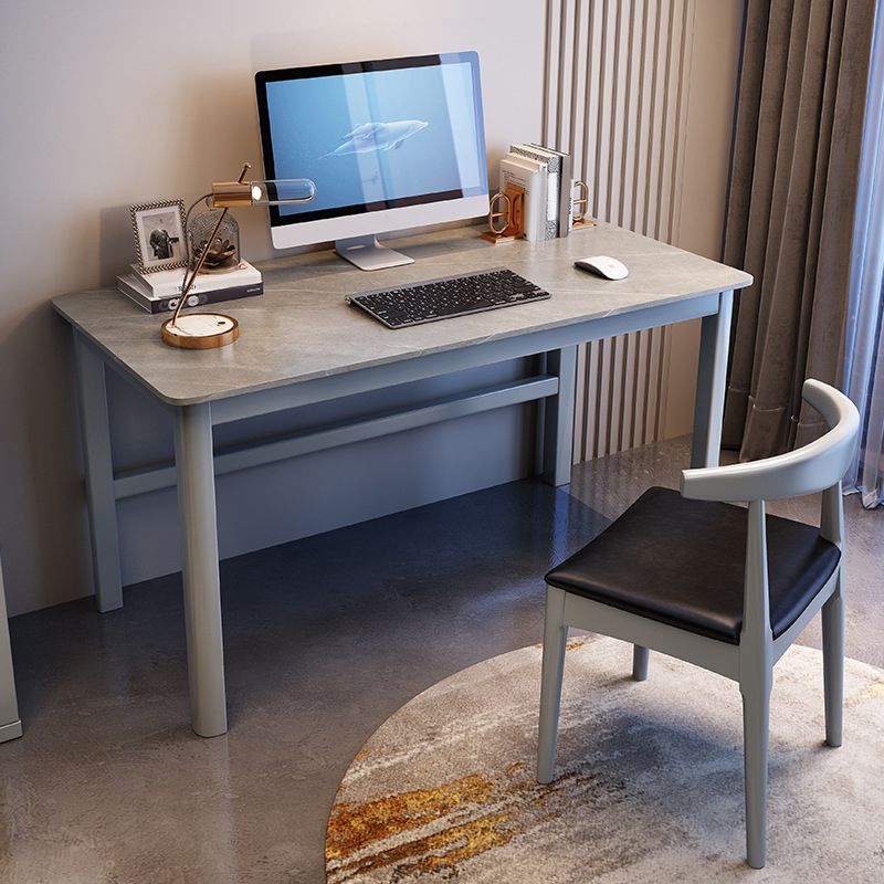Modern 29.53-inch brede schrijfbureau Stone 1-plank kantoorbureau met houten benen