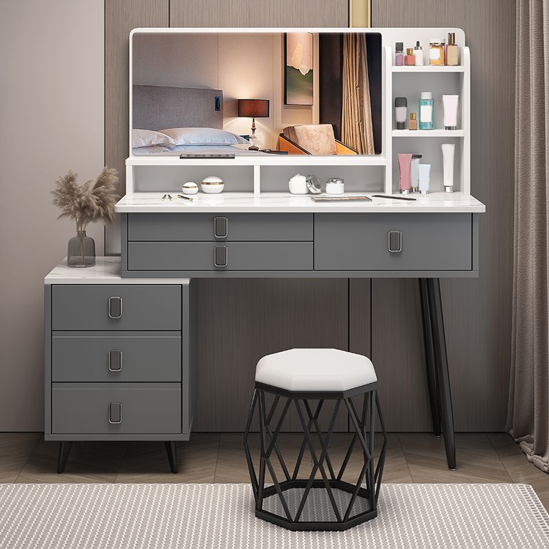 Gray Make-up Vanity Vanity Set with 6 Storage Drawers, 49.60" High