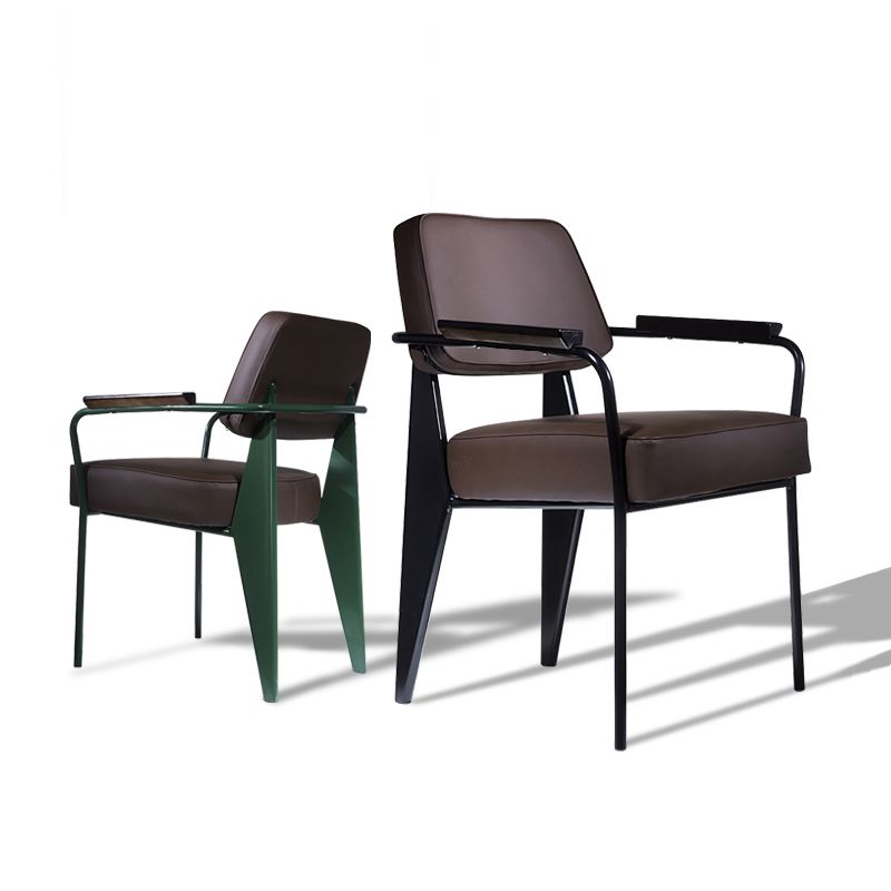 Scandinavian Home Arm Chair Open Back Upholstered Metal Dining Room Chair Clearhalo ' kitchen&dining_furn' 'Dining Chairs' 'Dining Tables & Seating' 'dining_chair' 'Furniture' 'furniture_dining_chair' 'Kitchen & Dining Furniture' 'kitchen' 1200x1200_3449a969-a63b-4fce-a47d-0bba93440dc1