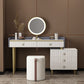5 cassetti Vanity da tavolo da trucco in pietra per donne, 17,12 "d x 30.31" H, bianco/blu