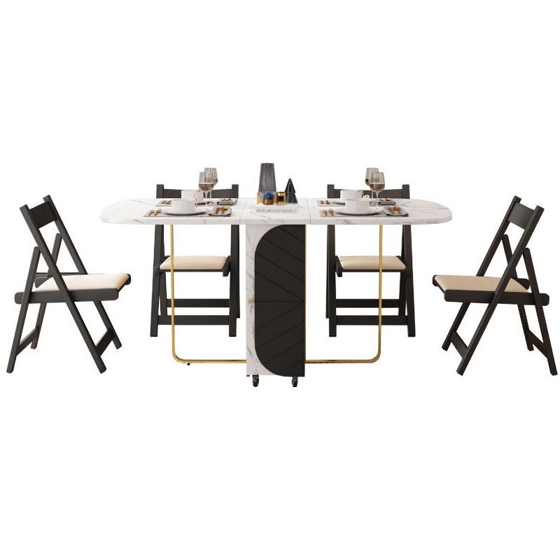 Modern Sintered Stone Dining Table White Rectangle Drop-Leaf 59" Dining Table Clearhalo ' dining_table' 'Dining Tables & Seating' 'Dining Tables' 'furn' 'furn_dining_table' 'Furniture' 'furniture_dining_table' 'Kitchen & Dining Furniture' 'kitchen&dining_furn' 'kitchen' 'kitchen_dining_table' 1200x1200_344d1cca-9085-4b46-9328-f0a1bc2f3535