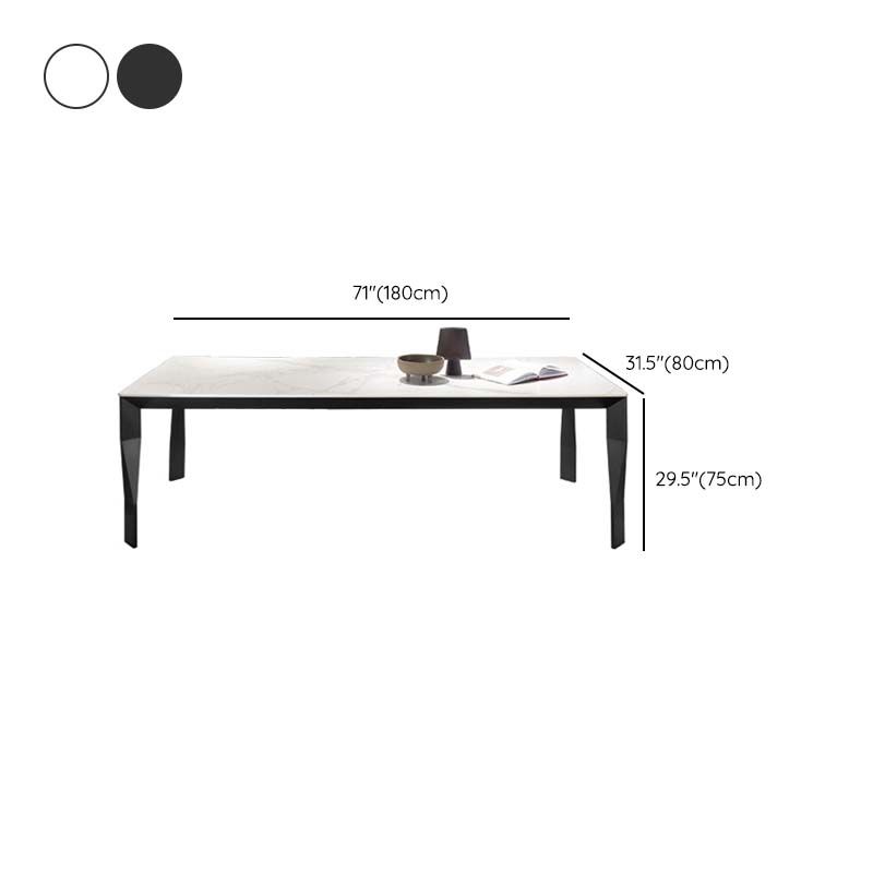Industrial Style Dining Sintered Stone Table Dining Rectangle Table with Metal Legs Clearhalo 'Dining Tables & Seating' 'Dining Tables' 'dining_table' 'furn' 'furn_dining_table' 'Furniture' 'Kitchen & Dining Furniture' 1200x1200_344d3b68-b4bf-49d5-b3c1-1cf84bc94e0b