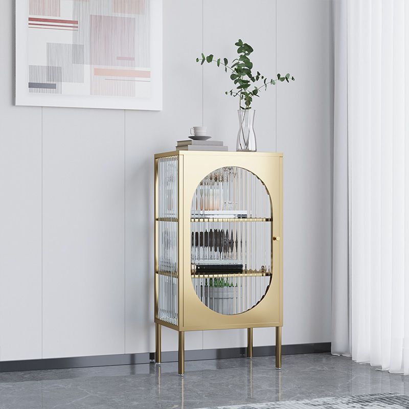 Contemporary Metal Curio Cabinet Glass Doors Hutch Buffet with Door Clearhalo 'Display & China Cabinets' 'display_china_cabinets' 'furn' 'furn_display_china_cabinets' 'Furniture' 'Kitchen & Dining Furniture' 1200x1200_344d4d80-5525-4123-9645-d8f1649cd8c5