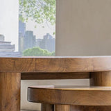 コンテンポラリー4脚ブラウンソリッドウッドラウンドコーヒーカクテルテーブル