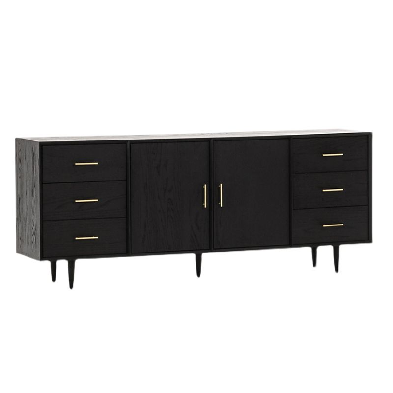Tavolo da buffet Glam in legno massello nero Tavolo da buffet Glam con 6 cassetti e 2 ante