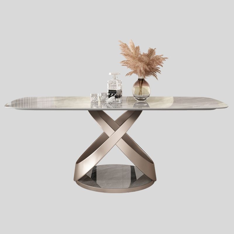 Modern Sintered Stone Gray Dining Set with Rectangle Table and Pedestal Base Home Use Dining Set Clearhalo 'Dining Room Sets' 'Dining Tables & Seating' 'dining_room_set' 'furn' 'furn_dining_room_set' 'Furniture' 'furniture_dining_room_set' 'Kitchen & Dining Furniture' 'kitchen&dining_furn' 'kitchen' 1200x1200_3451b608-2c08-40cd-9695-431d0d08dbc3