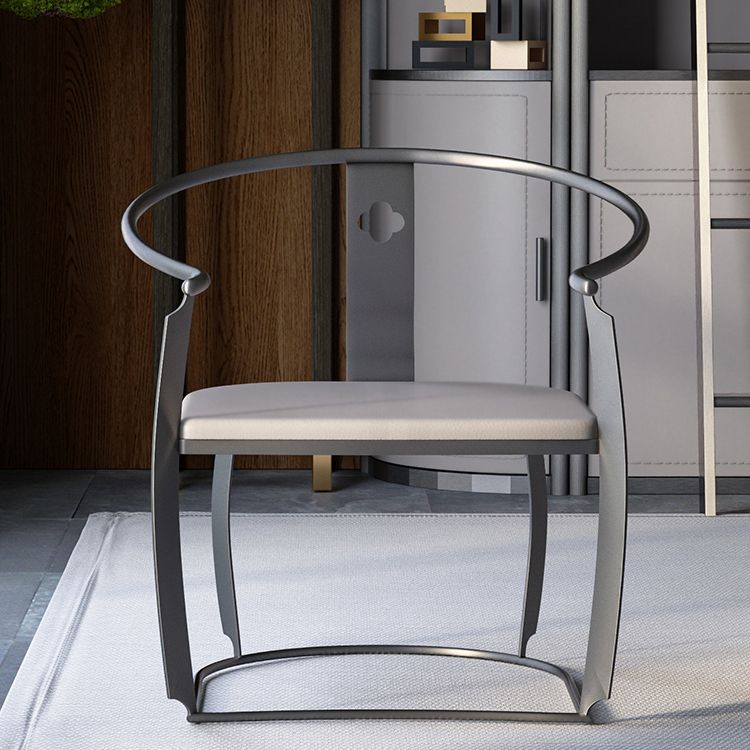 Glam Style Dining Chair Upholstered Arm Chair with Metal Base Clearhalo 'Dining Chairs' 'Dining Tables & Seating' 'dining_chair' 'furn' 'furn_dining_chair' 'Furniture' 'Kitchen & Dining Furniture' 1200x1200_3452db94-ae66-4cfe-9558-684409585d7f