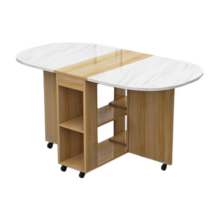 Solid Wood Mid-Century Oval Table Wood Top Table with Drop Leaf Clearhalo ' dining_table' 'Dining Tables & Seating' 'Dining Tables' 'furn' 'furn_dining_table' 'Furniture' 'furniture_dining_table' 'Kitchen & Dining Furniture' 'kitchen&dining_furn' 'kitchen' 'kitchen_dining_table' 1200x1200_34542679-733c-4c4d-9a13-b0b263ec33a3