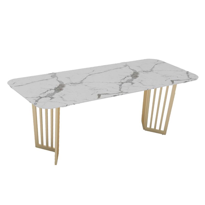 Rectangle Sintered Stone White Dining Table Glam Double Pedestal Table for Dining Room Clearhalo ' dining_table' 'Dining Tables & Seating' 'Dining Tables' 'furn' 'furn_dining_table' 'Furniture' 'furniture_dining_table' 'Kitchen & Dining Furniture' 'kitchen&dining_furn' 'kitchen' 'kitchen_dining_table' 1200x1200_34547435-5732-44da-a61d-7c786de7ad55
