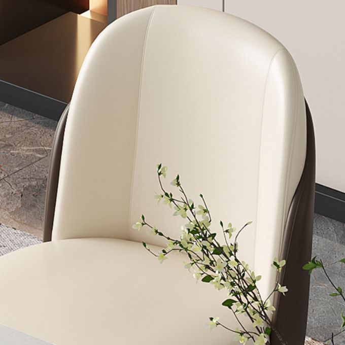 Upholstered Armless Dining Chair Home Faux Leather Dining Side Chair