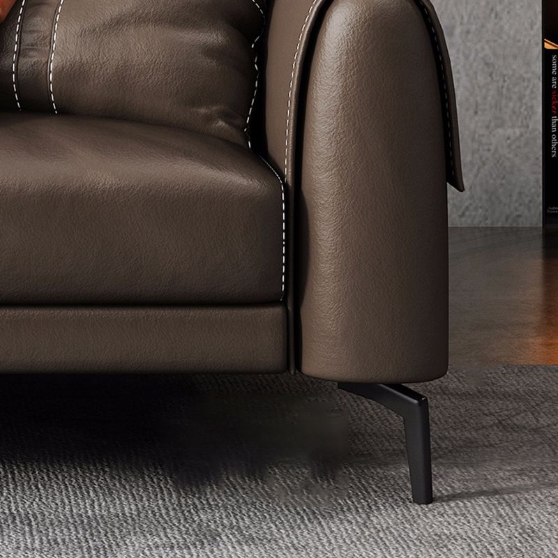 暗褐色のモダンなルーズバックシートのボーナスルームレザーソファ