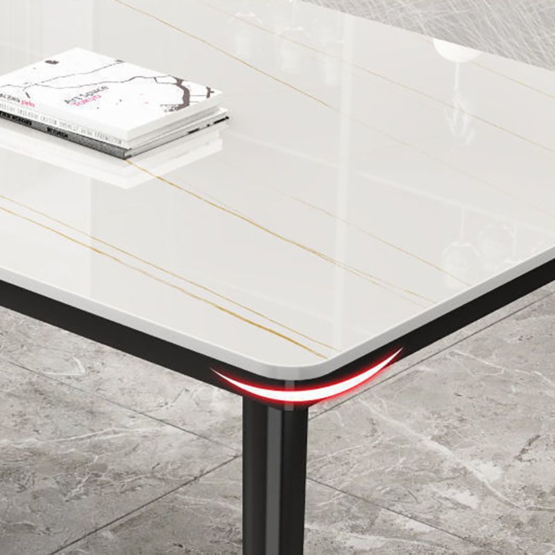 Modern White Marble Counter Table Rectangle Dining Table for Kitchen Clearhalo 'Dining Tables & Seating' 'Dining Tables' 'dining_table' 'furn' 'furn_dining_table' 'Furniture' 'Kitchen & Dining Furniture' 1200x1200_345c3e5d-e4bc-447f-b96f-5b78d417a3a0