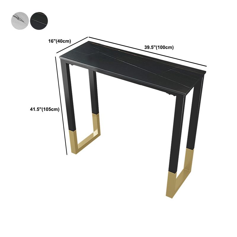 Glam Style Bar Tabel 42-inch Hoogte Stone Top Bistro Tafel met gouden voetstuk