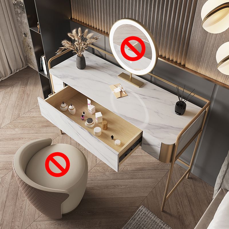 1 Storage Drawer Make-up Vanity Metal and Stone Dressing Table Clearhalo 'Bedroom Furniture' 'furn' 'furn_makeup_vanities' 'Furniture' 'Makeup Vanities' 'makeup_vanities' 1200x1200_345f5fdf-160b-44d8-83f8-8add8709a276