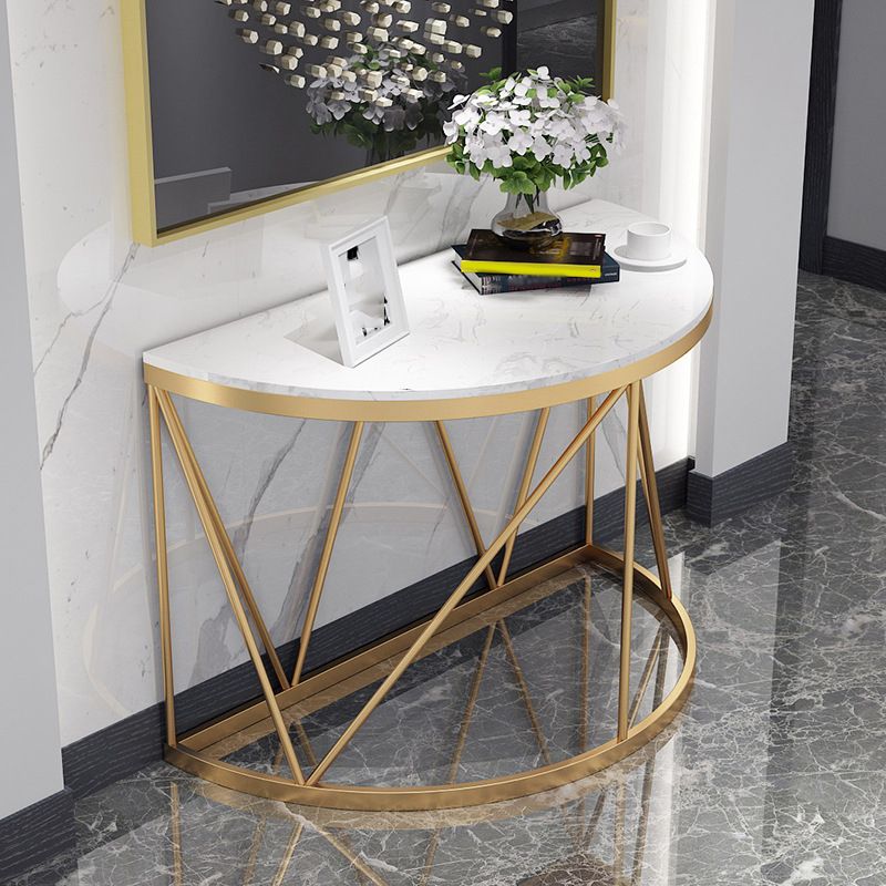 Tavolino console in marmo glam tavolo accento di ferro mezza luna per sala