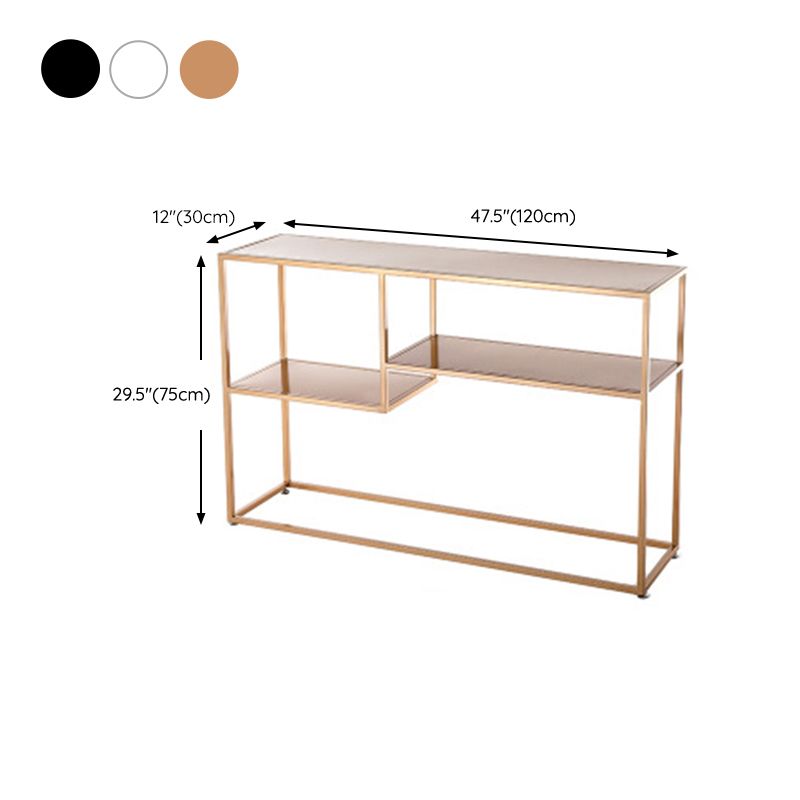 29.53-inch Tall Modern Console Table Iron Accent Table with Shelves Clearhalo 'Console Tables' 'console_tables' 'Entry & Mudroom Furniture' 'furn' 'furn_console_tables' 'Furniture' 1200x1200_345fec57-23f9-4cbc-b43b-e50cef30523c