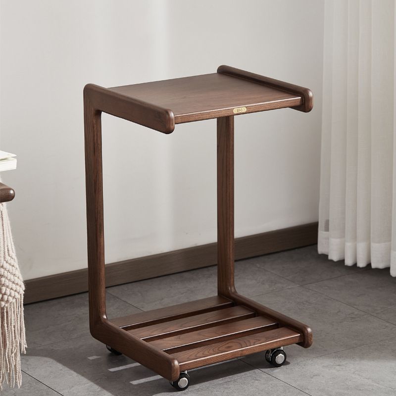 Table d'appoint contemporaine en bois massif, table d'appoint de salon marron