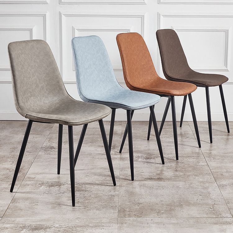 Macaron color Scandinavian Dining room Chair Leather Solid Back Side Chair Clearhalo ' kitchen&dining_furn' 'Dining Chairs' 'Dining Tables & Seating' 'dining_chair' 'Furniture' 'furniture_dining_chair' 'Kitchen & Dining Furniture' 'kitchen' 1200x1200_34616d01-40c8-4ffe-97aa-f2247080f893