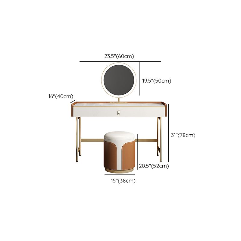 Coiffeuse de vanité miroir en bois à chambre blanche contemporaine