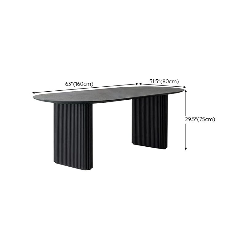 Simplicity Style Dinette Table Solid Wood Oval Dinner Table in Black Clearhalo 'Dining Tables & Seating' 'Dining Tables' 'dining_table' 'furn' 'furn_dining_table' 'Furniture' 'Kitchen & Dining Furniture' 1200x1200_34628454-881d-4aaa-a6ae-fb40d4b95c35