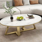 Metal Cross Legs Cocktail Table Luxurious Oval Stone Top Coffee Table Clearhalo 'Coffee & Accent Tables' 'Coffee Tables' 'coffee_tables' 'furn' 'furn_coffee_tables' 'Furniture' 'Living Room Furniture' 1200x1200_3463764c-bace-40a4-b255-ec2cf3957c98