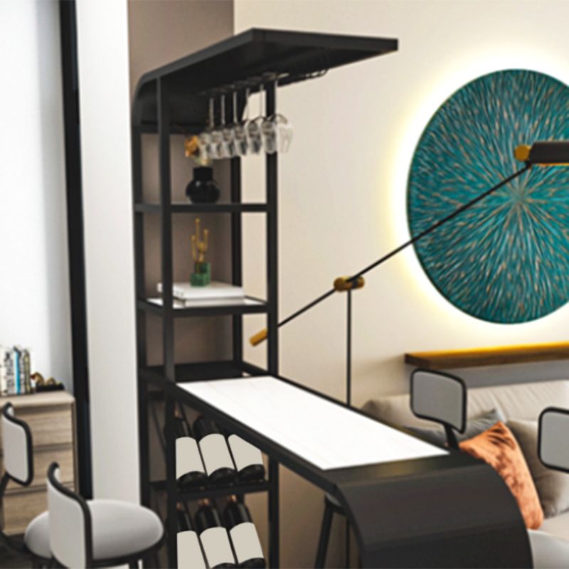 Contemporary Style Rectangle Bar Table Stone Bar Height Table with Storage Clearhalo 'Bar Furniture' 'Bar Tables' 'bar_tables' 'furn' 'furn_bar_tables' 'Furniture' 'Kitchen & Dining Furniture' 1200x1200_3465c359-a7c3-48d3-b3e3-f2b929e56f0a