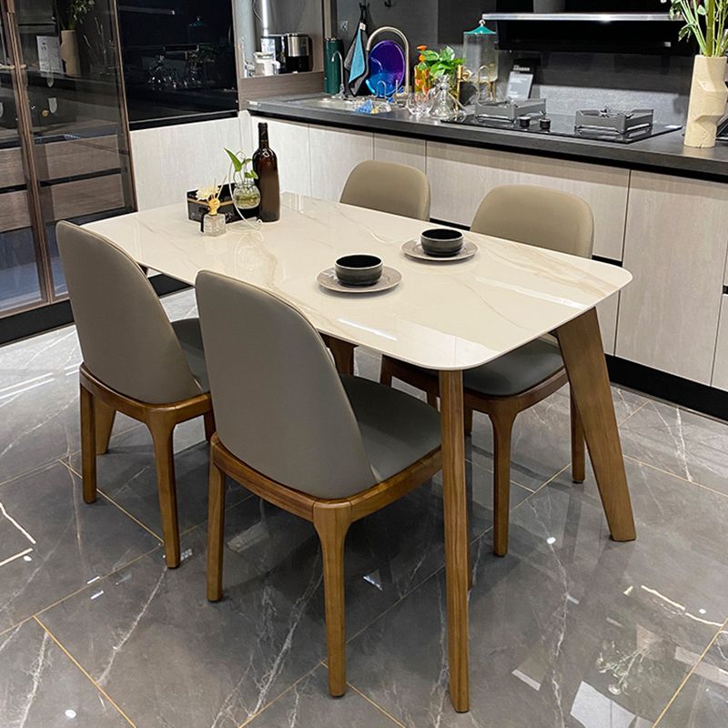 Modern Rectangle Dining Table Sintered Stone Dinner Table with Wooden Legs Clearhalo 'Dining Tables & Seating' 'Dining Tables' 'dining_table' 'furn' 'furn_dining_table' 'Furniture' 'Kitchen & Dining Furniture' 1200x1200_34674d36-ab11-4ff6-bda6-1a7ef360a434