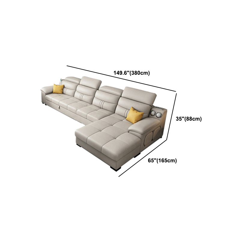 Modern Faux Leather Sofa & Chaise 34.6" H Biscuit Back Sofa with Storage Clearhalo 'furn' 'furn_sectionals' 'Furniture' 'Living Room Furniture' 'Sectionals' 1200x1200_3467c1ff-11df-49ba-aa28-1dce775c027e