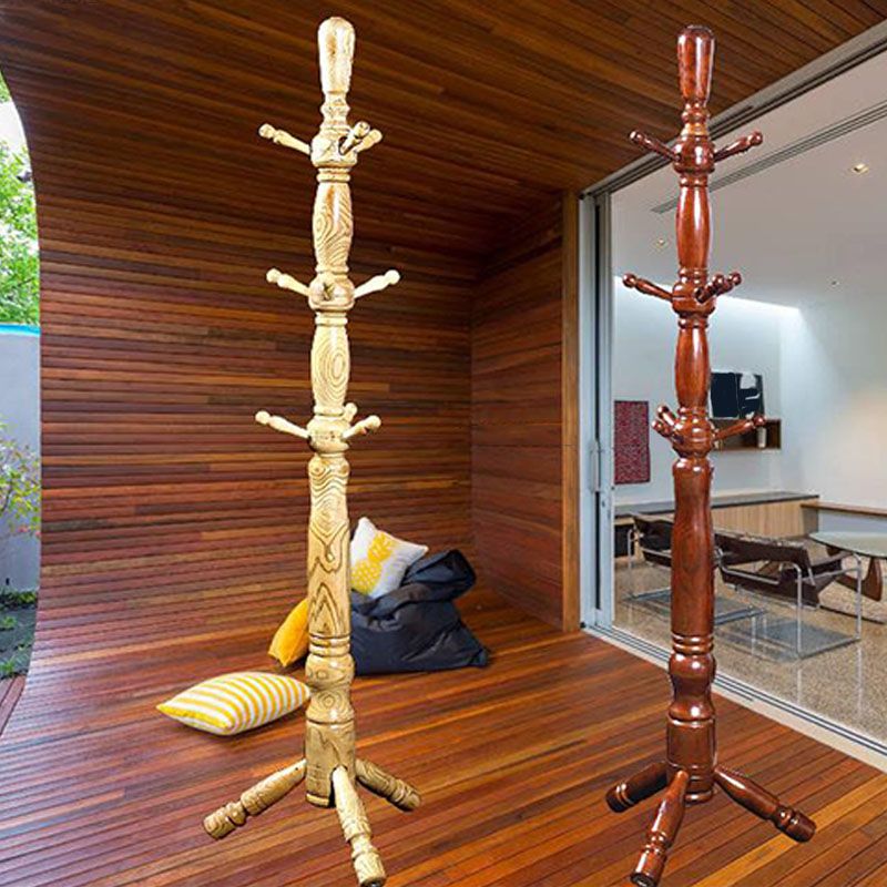 Traditional Coat Rack Free Standing Hooks Ash Hall Stand Living Room ...