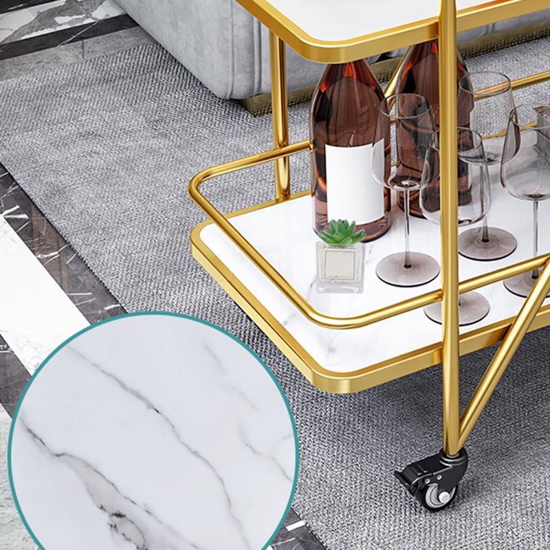 Scaffali aperti in marmo Preparazione tavolo da pranzo rettangolare carrello da cucina