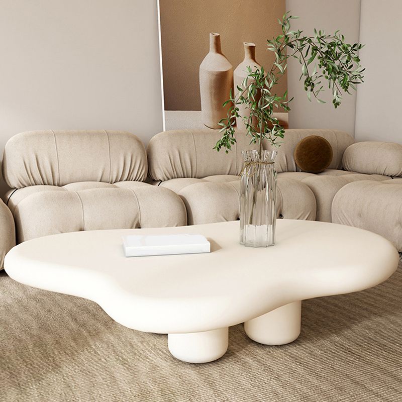 Scandinavian Coffee Table 4 Legs & Free form Wooden in White Clearhalo 'Coffee & Accent Tables' 'Coffee Tables' 'coffee_tables' 'furn' 'furn_coffee_tables' 'Furniture' 'Living Room Furniture' 1200x1200_3468ee98-b542-488b-afce-d81202ab06b9