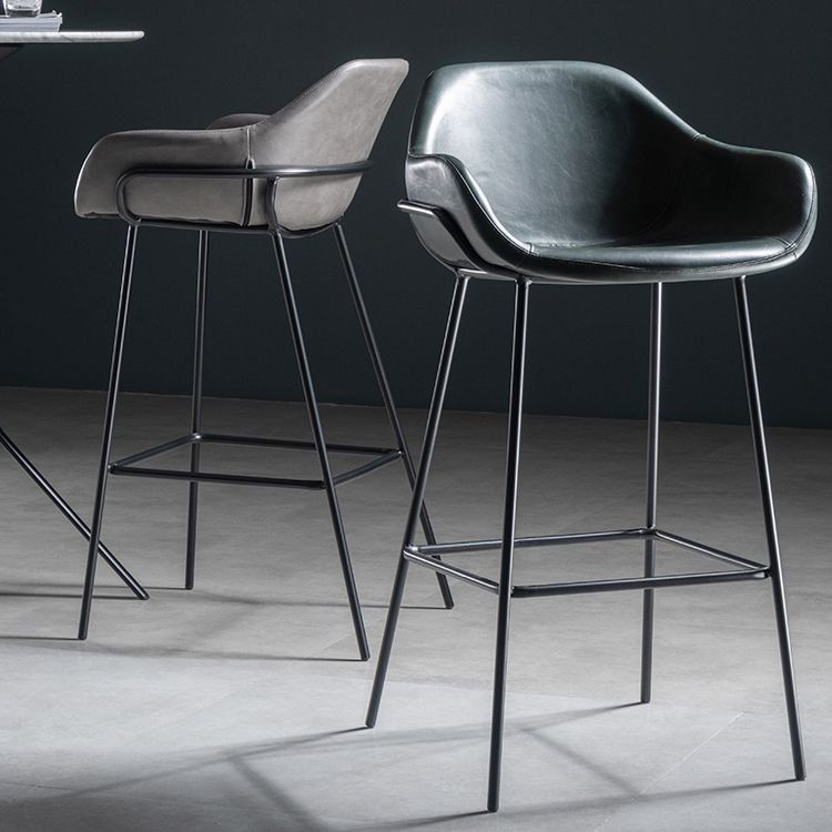 Industrial Iron Low Back Barstool Simple Indoor Tall Stool with Leather Seat Clearhalo 'Bar Furniture' 'Bar Stools' 'bar_stools' 'furn' 'furn_bar_stools' 'furniture_bar_stools' 'Kitchen & Dining Furniture' 'kitchen&dining_furn' 'kitchen' 'kitchen_furn' Furniture' 1200x1200_34698767-64be-49a2-8b56-53a1018cc3ea