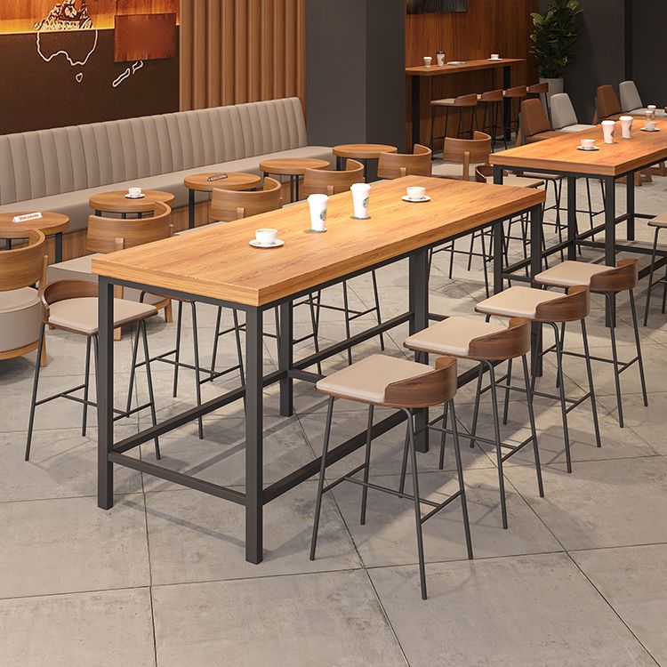 Juego de mesa de bar moderna de madera, mesa de mostrador de 1/5 piezas con taburetes tapizados