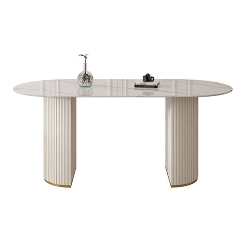 Stone Top Dining Table Traditional Luxury Table with Sled Base in White Clearhalo ' dining_table' 'Dining Tables & Seating' 'Dining Tables' 'furn' 'furn_dining_table' 'Furniture' 'furniture_dining_table' 'Kitchen & Dining Furniture' 'kitchen&dining_furn' 'kitchen' 'kitchen_dining_table' 1200x1200_346c6062-1138-4588-a31a-e9639693ed32
