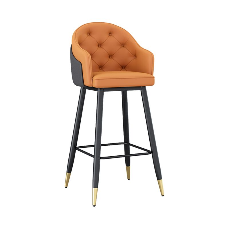Glam Restaurant Leather Stool Matte Finish Footrest Armed Barstool Clearhalo 'Bar Furniture' 'Bar Stools' 'bar_stools' 'furn' 'furn_bar_stools' 'Furniture' 'furniture_bar_stools' 'Kitchen & Dining Furniture' 1200x1200_346e7b81-5492-4bfd-897c-2165152e8b5d
